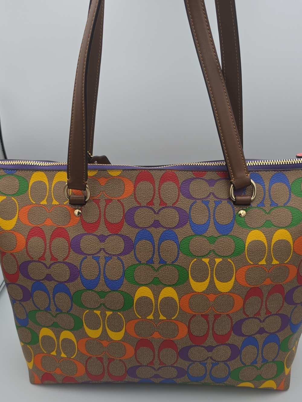 Coach Pride Brown Rainbow Signature Mono Large Limited Edition Tote (EUC)✨️🌈✨️ - Picture 12 of 13